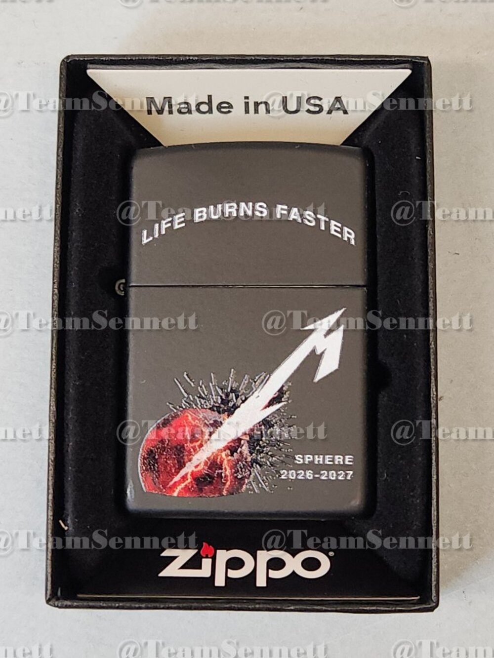 Metallica Zippo Black Lighter / Life Burns Faster / Sphere Vegas 2026 / 27